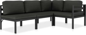 vidaXL Σαλόνι Κήπου 4 Τεμαχίων Ανθρακί Αλουμινίου με Μαξιλάρια