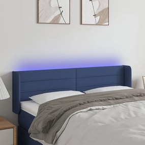 vidaXL Κεφαλάρι Κρεβατιού LED Μπλε 147x16x78/88 εκ. Υφασμάτινο