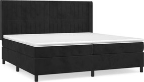 vidaXL Κρεβάτι Boxspring με Στρώμα Μαύρο 200x200 εκ. Βελούδινο