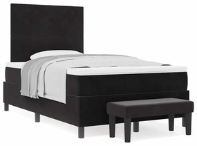 vidaXL Κρεβάτι με ελατήρια με στρώμα Μαύρο 120 x 200 cm Βελούδο