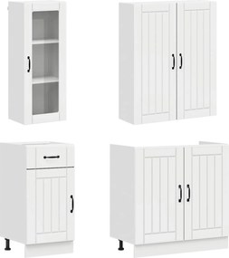 vidaXL Μονάδα κουζίνας LUCCA 8 pcs Γυαλιστερό Λευκό Επεξεργασμένο Ξύλο