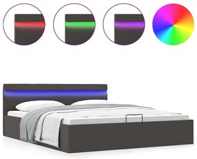 vidaXL Πλαίσιο Κρεβατιού με Αποθ. Χώρο/LED Σκ. Γκρι 160x200 εκ. Ύφασμα