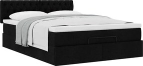 vidaXL Οθωμανικό κρεβάτι με στρώμα Μαύρο 140x190cm Ύφασμα
