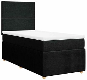 vidaXL Κρεβάτι Boxspring με Στρώμα Μαύρο 100 x 200 εκ. Υφασμάτινο