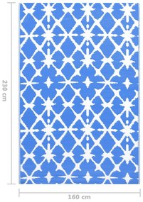 vidaXL χαλί εξωτερικού χώρου ARAKIL μπλε και λευκό 160x230 cm PP