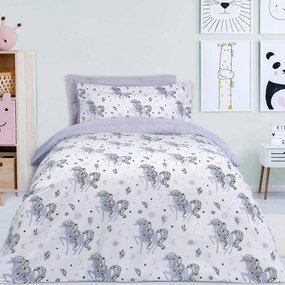Παπλωματοθήκη Παιδική 4838 (Σετ 2τμχ) Lila-White Das Home Single 160x240cm Cotton-Polyester