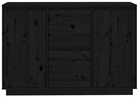 Ντουλάπι Μαύρος 111 x 34 x 75 εκ. από Μασίφ Ξύλο Πεύκου - Μαύρο