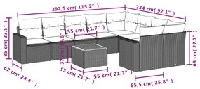 vidaXL Σετ Καναπέ Κήπου 10 τεμ. Μπεζ Συνθετικό Ρατάν με Μαξιλάρια