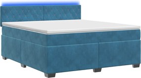 vidaXL Κρεβάτι Box Spring με Στρώμα και LED Μπλε 140 x 190 cm Βελούδο