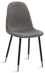 Chair Sila velvet grey-legs black-gold 44x51x88 εκ.