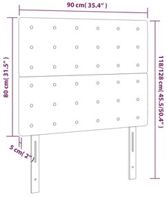 vidaXL Κεφαλάρι Κρεβατιού LED Σκούρο Γκρι 90x5x118/128 εκ. Βελούδινο