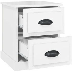 vidaXL Κομοδίνα 2 τεμ. Γυαλ. Λευκό 39x39x47,5 εκ. Επεξεργασμένο Ξύλο