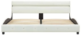 vidaXL Πλαίσιο Κρεβατιού με LED Λευκό 150 x 200εκ. από Συνθετικό Δέρμα