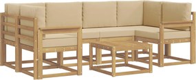 vidaXL Σειρά Καναπέ Εξωτερικού με μαξιλάρι 7 pcs Λευκό και Μπεζ