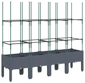 Ζαρντινιέρα Κήπου με Καφασωτό Γκρι 160x40x142,5 εκ. από PP - Γκρι