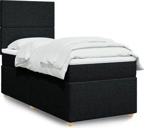 vidaXL Κρεβάτι Boxspring με Στρώμα Μαύρο 100 x 200 εκ. Υφασμάτινο