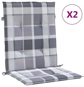 vidaXL Μαξιλάρια Καρέκλας Κήπου Πλάτη 2τεμ Γκρι Καρό 100x50x3εκ Oxford
