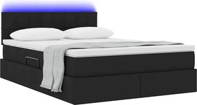 vidaXL LED Κρεβάτι αποθήκευσης με στρώμα Μαύρο 140 x 200 cm Ύφασμα