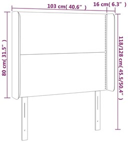 Κεφαλάρι Κρεβατιού LED Μαύρο 103x16x118/128 εκ. Βελούδινο - Μαύρο