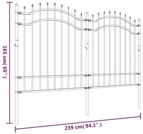 vidaXL Φράχτης με Ακίδες Μαύρος 165 εκ. Ατσάλι Ηλεκτροστ. Βαφή Πούδρας