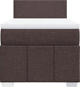 vidaXL Κρεβάτι Boxspring με Στρώμα Σκούρο Καφέ 100x200 εκ. Υφασμάτινο