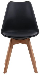 MARTIN Καρέκλα Ξύλο, PP Μαύρο Μονταρισμένη Ταπετσαρία -  49x57x82cm