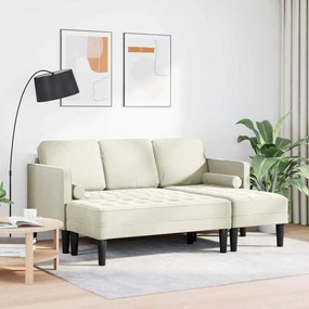 vidaXL Σετ Καναπέ με μαξιλάρι 2 pcs Κρεμ Πολυεστέρας