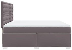 Κρεβάτι Boxspring με Στρώμα Γκρι 180x200 εκ. Συνθετικό Δέρμα - Γκρι