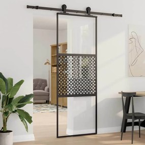 vidaXL Συρόμενη Πόρτα Μαύρο 76 x 205 cm Tempered γυαλί, Αλουμίνιο