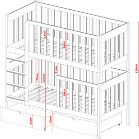 DAWID 90x190 graphite bunk bed Lano Furniture