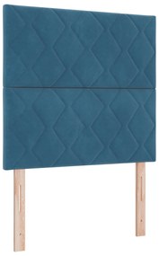vidaXL LED Κεφαλάρι Διαμάνιου Σχεδίου Σκούρο Μπλε 90 cm Βελούδο