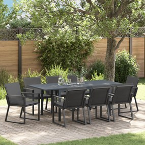 vidaXL Σετ τραπεζαρίας κήπου 9 pcs Μαύρο Large Μέταλλο