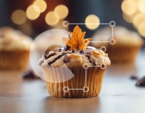 Intra Συλλεκτικό Ξύλινο Παζλ Plywood  4mm - Φθινοπωρινό Cupcake με τσιπς σοκολάτας και φύλλο Σε Ξύλινο Κουτί - Διαστάσεις: 10x10 cm – 25 κομμάτια