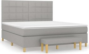 vidaXL Κρεβάτι Boxspring με Στρώμα Ανοιχτό Γκρι 180x200 εκ. Υφασμάτινο