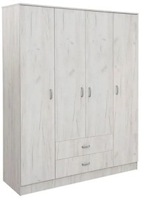 Wardrobe Iva 4K2F 4-Door Λευκό Δρύς