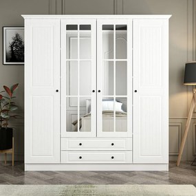 Τετραφυλλη Ντουλαπα με Καθρέπτη Λευκο KALEO 52x270x190