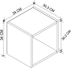 Κομοδίνο επιτοίχιο Beny Megapap χρώμα λευκό 34x30,3x34εκ.