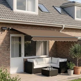 vidaXL Χειροκίνητη τέντα με ηλιακό LED 4 x 3 m Taupe 100% Πολυεστέρας
