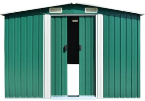 vidaXL Αποθήκη Κήπου Πράσινη 257 x 489 x 181 εκ. από Μέταλλο