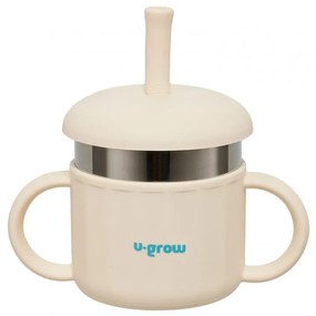 U-Grow UG-SCT01WH Παιδικό Ποτηράκι με Λαβές και Καλαμάκι από Σιλικόνη 200ml