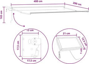 vidaXL Χειροκίνητη αναδιπλούμενη τέντα με LED Άμμος