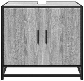 vidaXL Ντουλάπι νιπτήρα μπάνιου γκρι Sonoma 65x33x60 cm