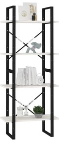 vidaXL Βιβλιοθήκη με 4 Ράφια Λευκή 60x30x140 εκ. από Μασίφ Ξύλο Πεύκου