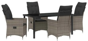 vidaXL Σέτ φαγητού για κήπο με μαξιλάρι 5 pcs Γκρι Πολυ ράταν