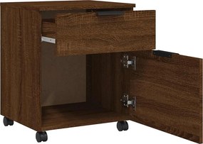 vidaXL Αρχειοθήκη Φορητή Καφέ Δρυς 45x38x54 εκ. Επεξ. Ξύλο με Ρόδες