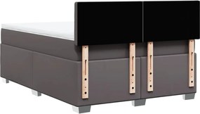 vidaXL Κρεβάτι Boxspring με Στρώμα Γκρι 160x200εκ. από Συνθετικό Δέρμα