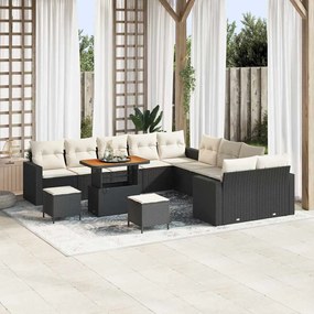 vidaXL Σετ Καναπέ Κήπου 13 pcs Μαύρο συνθετικό ρατάν
