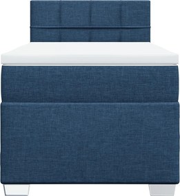 vidaXL Κρεβάτι Boxspring με Στρώμα Μπλε 90x200 εκ.Υφασμάτινο
