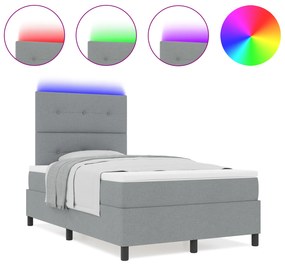 vidaXL Κρεβάτι με ελατήρια και στρώμα & LED Φως σε Γκρι, 120 x 190 εκ, Υφασμάτινο