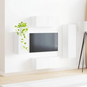vidaXL Σετ επίπλου τηλεόρασης Επιτοίχιο 4 pcs Λευκό Επεξεργασμένο ξύλο